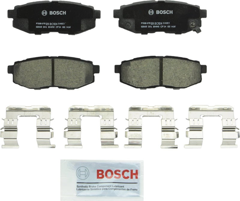 BOSCH BC1124 QuietCast Premium Ceramic Disc Brake Pad Set  Compatible with Select Scion FRS Subaru B9 Tribeca BRZ Forester Legacy Outback Tribeca Toyota 86 REAR